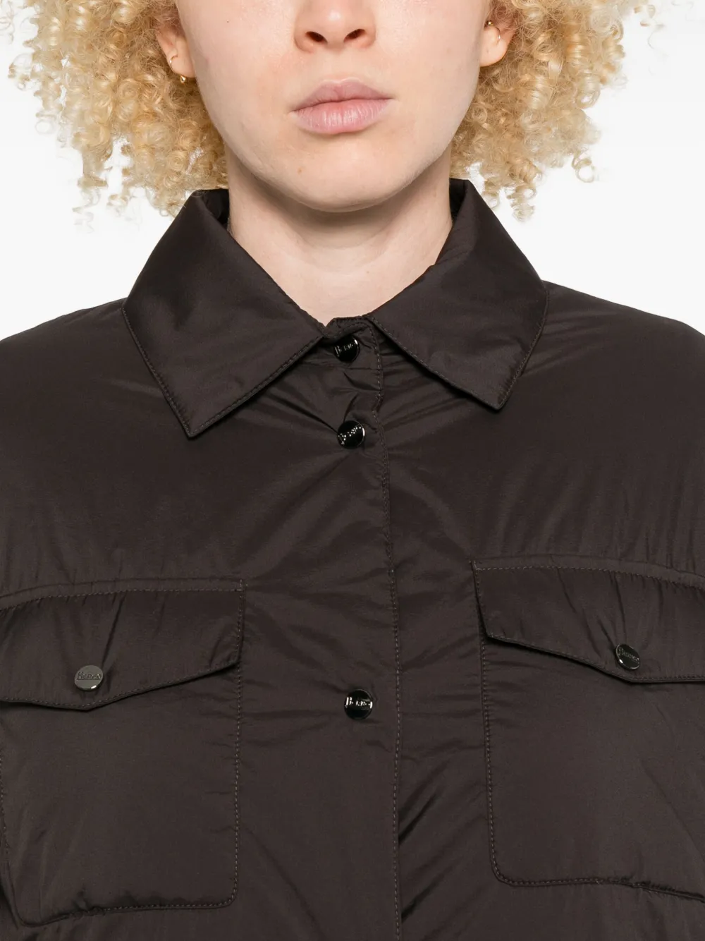 Herno Button-down Flap-pocket Shirt Coat In Brown