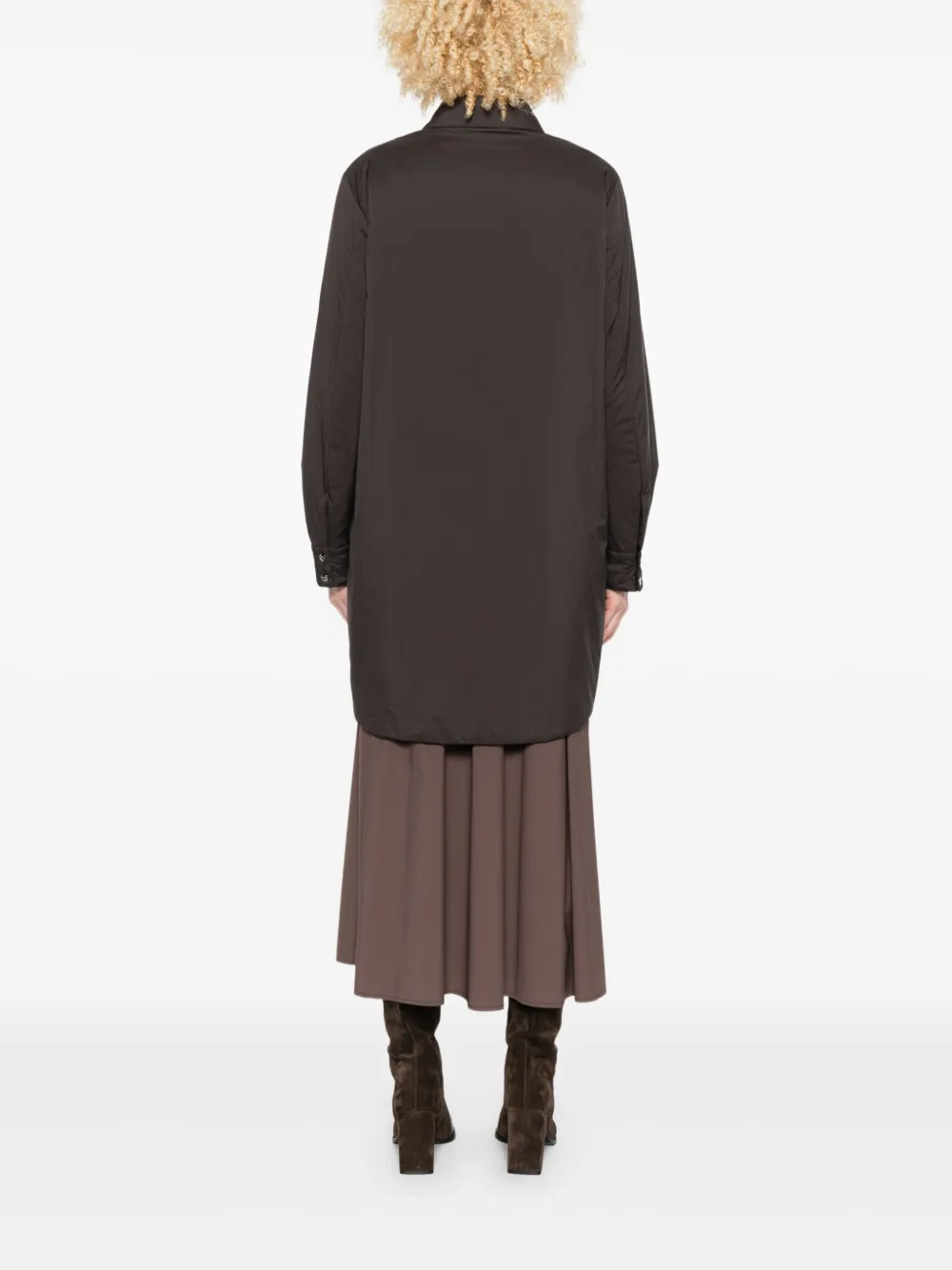 Herno Button-down Flap-pocket Shirt Coat In Brown