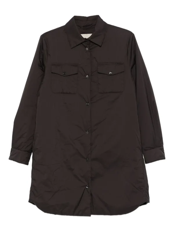 Herno Button-down Flap-pocket Shirt Coat in Brown
