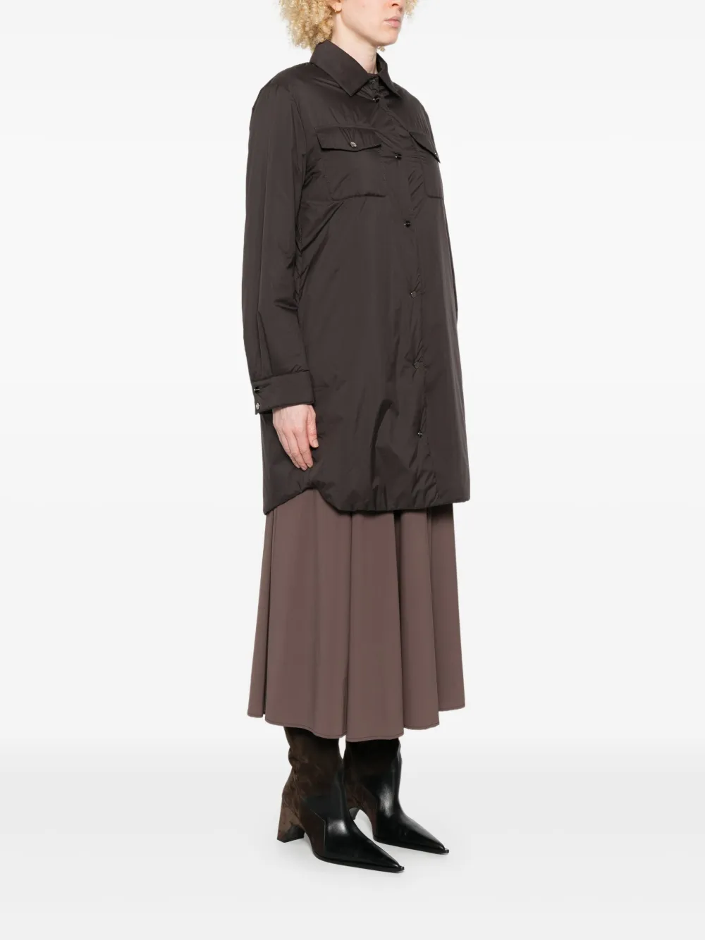 Herno Button-down Flap-pocket Shirt Coat In Brown