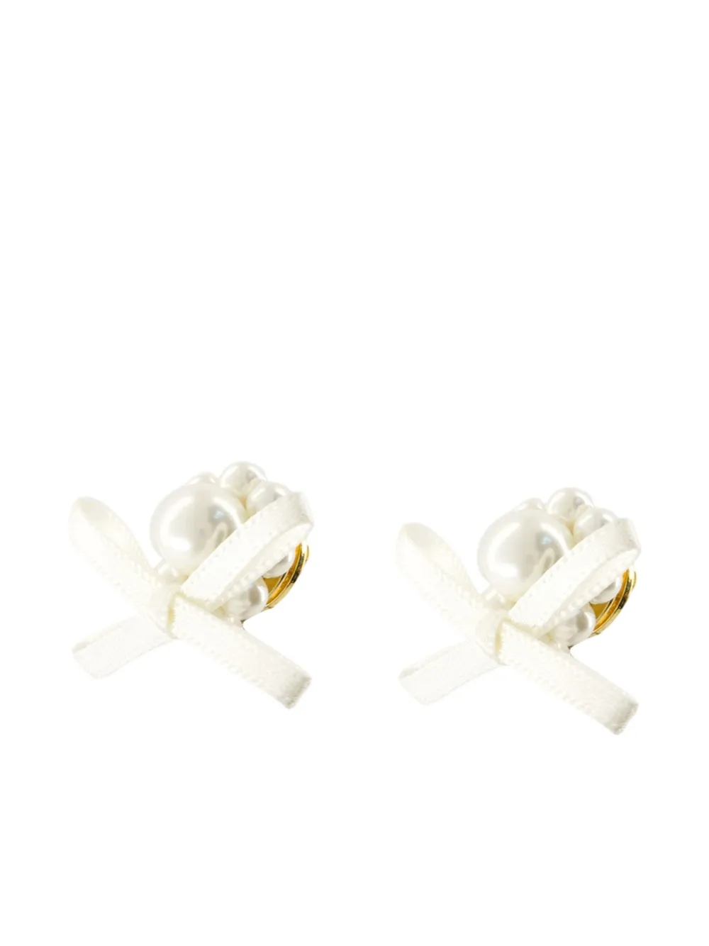 Simone Rocha Petite Bow Crystal-embellished Stud Earrings In White