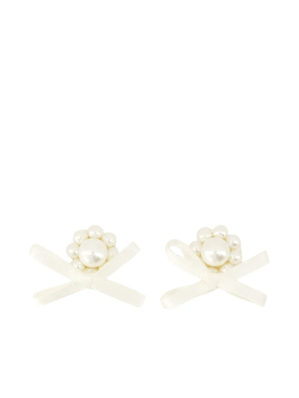 Simone Rocha Petite Bow Crystal-embellished Stud Earrings In White