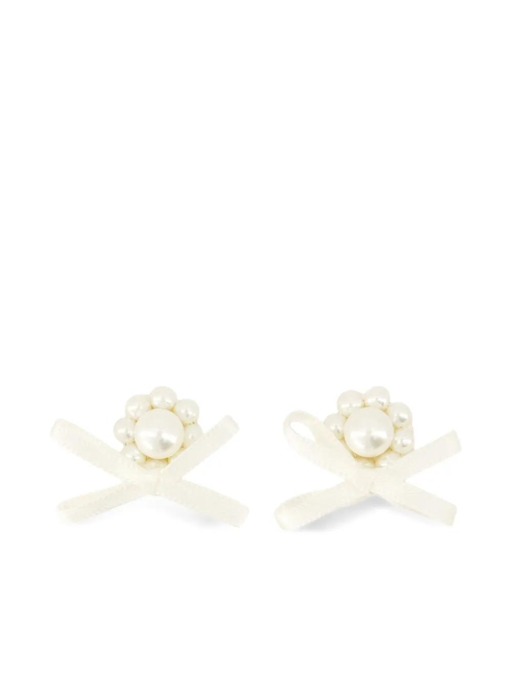 Simone Rocha pearl-embellished bow earrings | White | Image 1