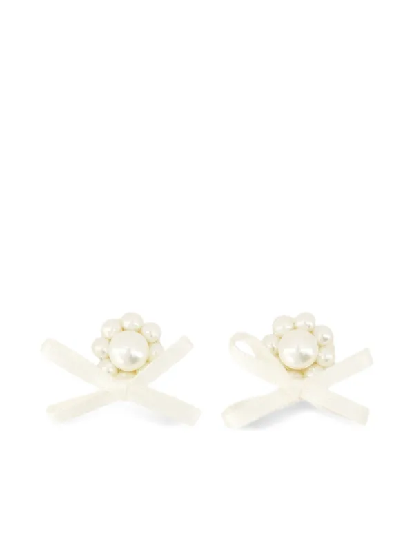 Simone Rocha Pearl-embellished Bow Earrings in White