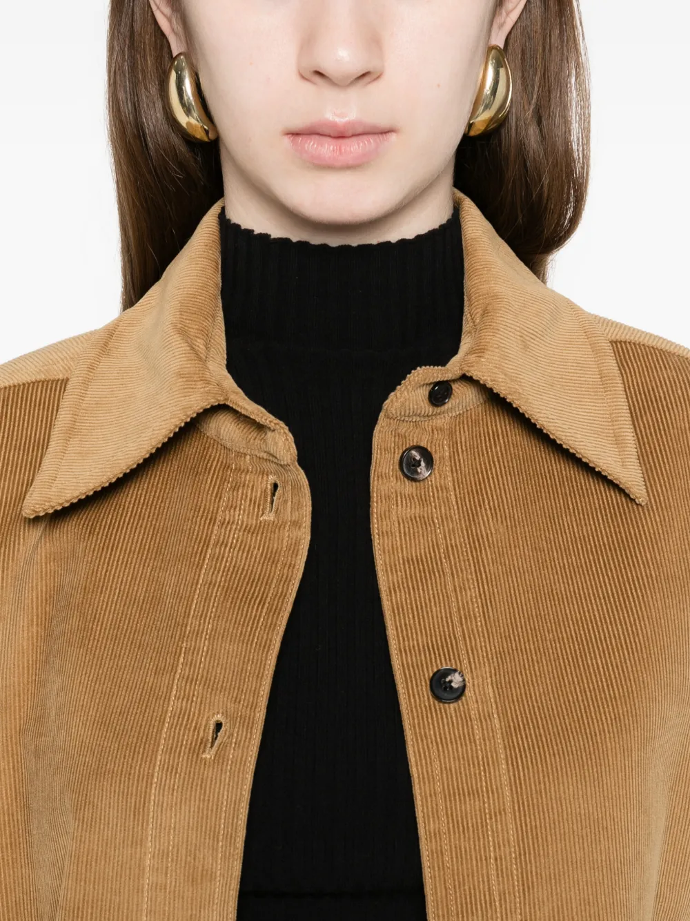 Co Collection Button Corduroy Shirt In Brown