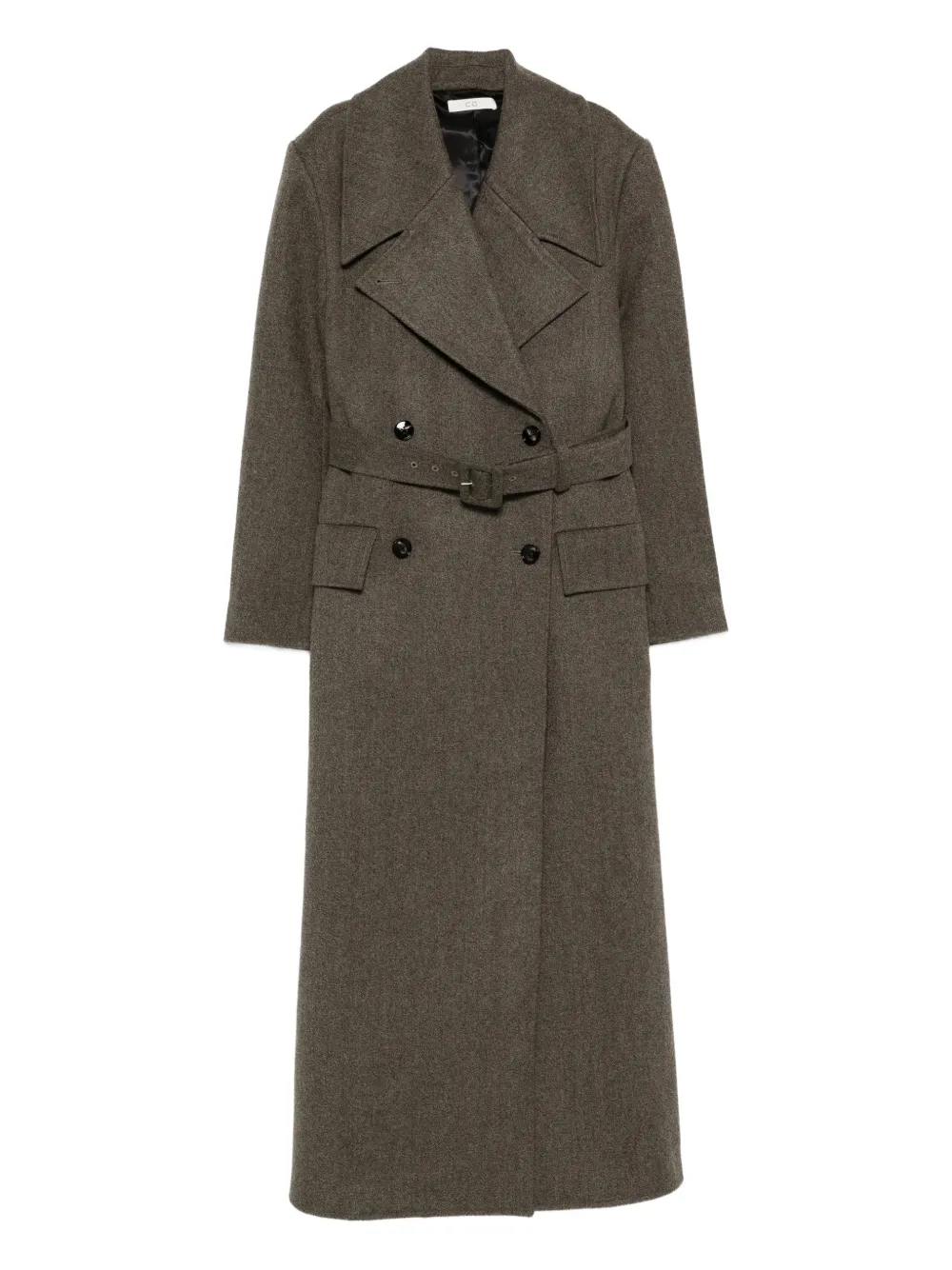 Co Collection Belted Double-breasted Coat In Green