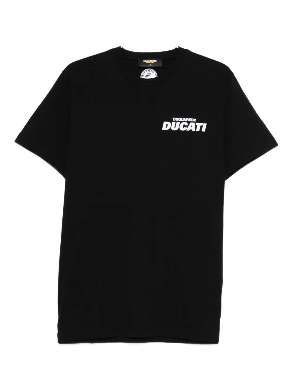 Dsquared2 Ducati X D2 Black T-shirt With Logo On The Front In Cotton Man In Black