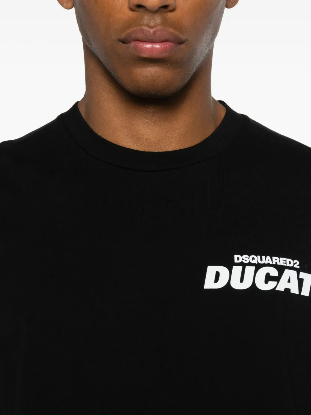 Dsquared2 Ducati X D2 Black T-shirt With Logo On The Front In Cotton Man In Black
