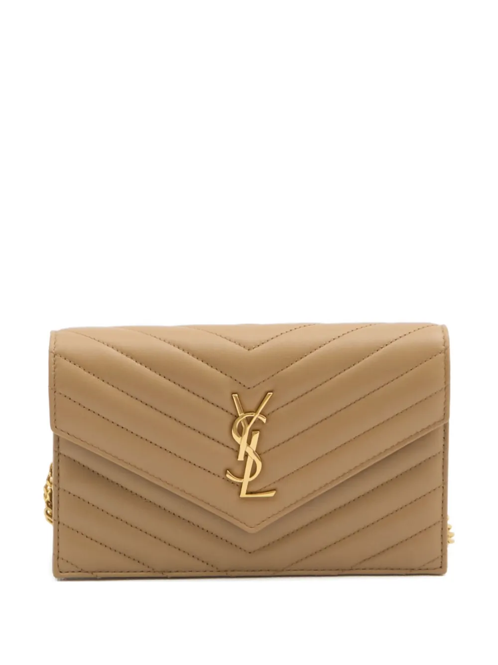 Saint Laurent mini Cassandre Envelope clutch bag Beige