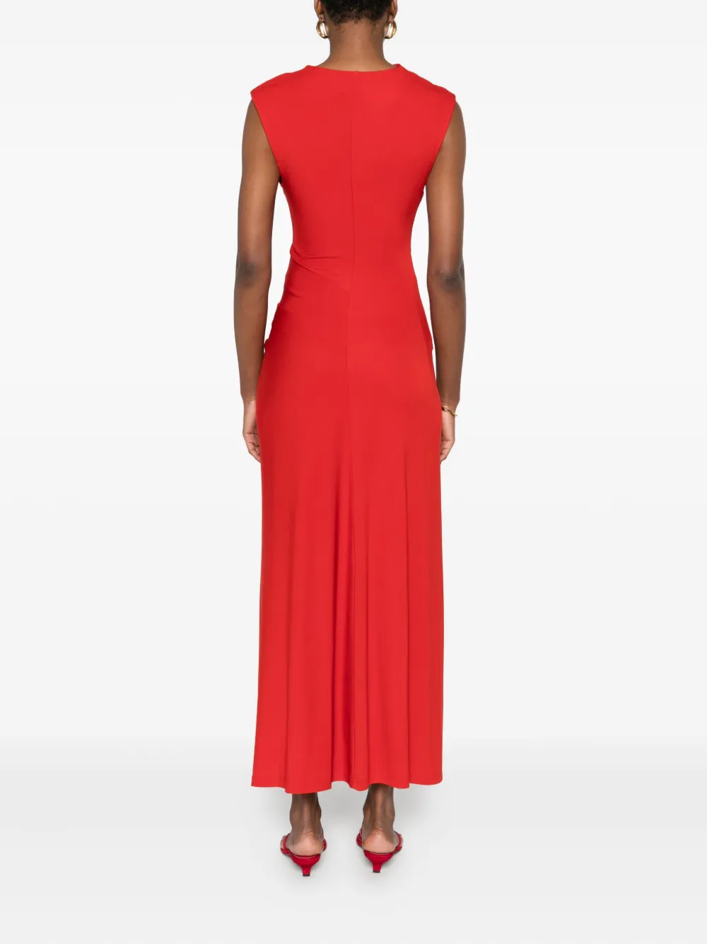 Simkhai Cowl-neck Draped Midi Dress In Red