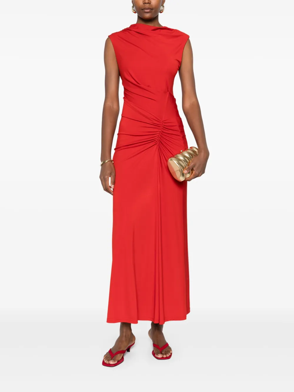 Simkhai Gedrapeerde midi-jurk met col - Rood