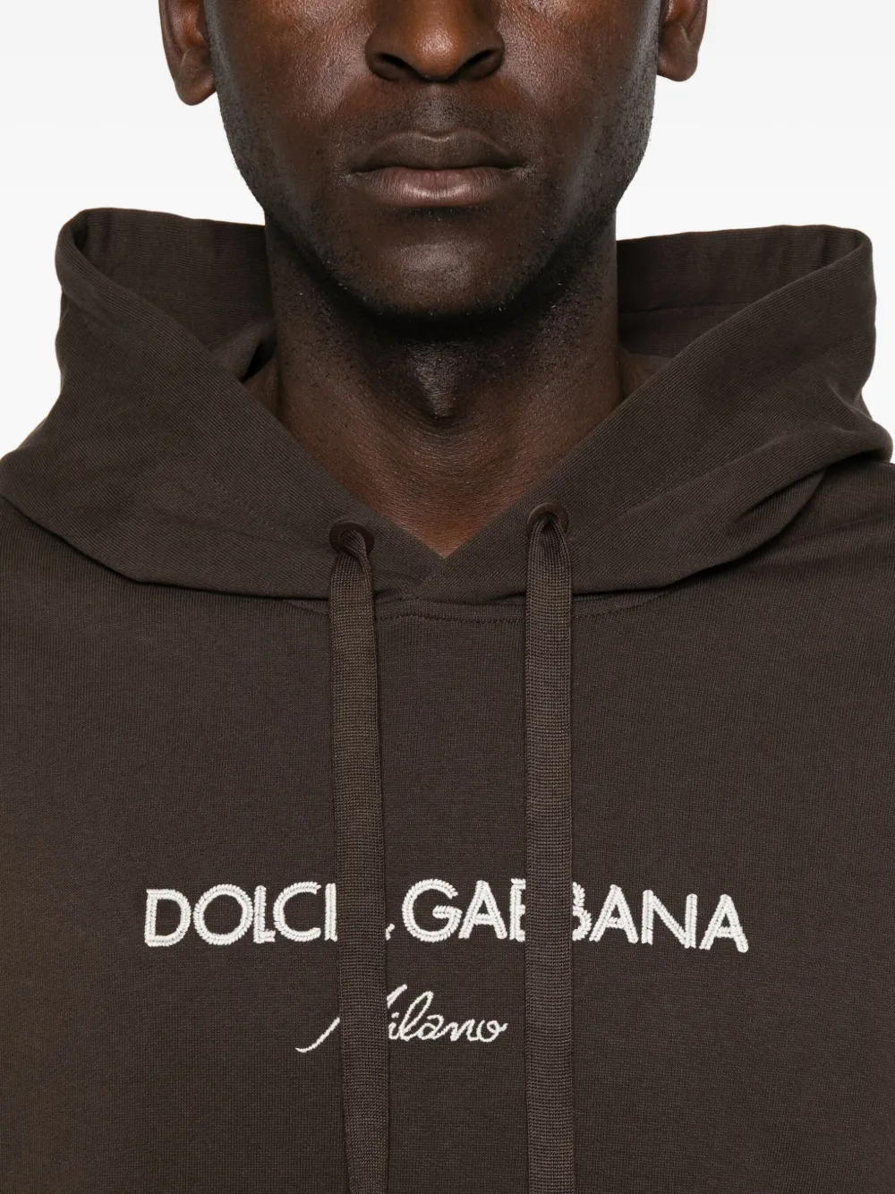 Dolce & Gabbana Embroidered Hoodie In Brown