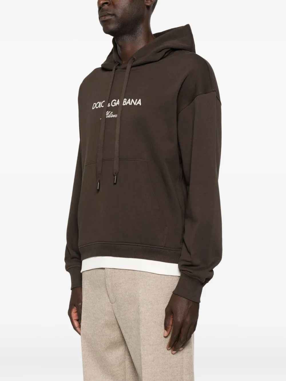 Dolce & Gabbana Embroidered Hoodie In Brown
