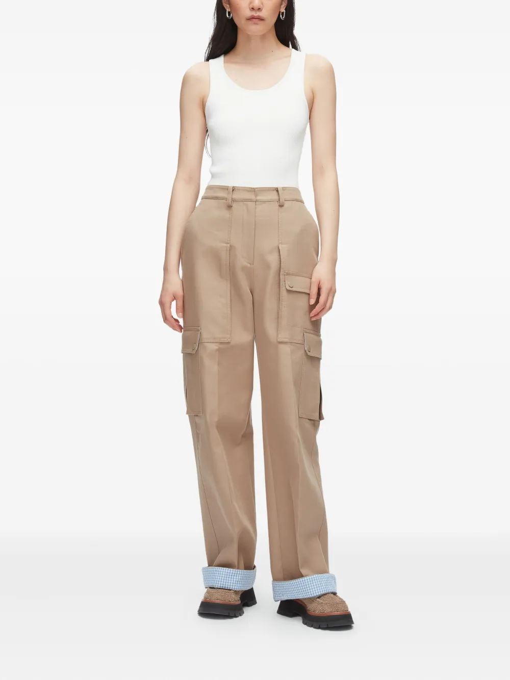 3.1 Phillip Lim Cargo-pocket Cuffed Trousers In Brown