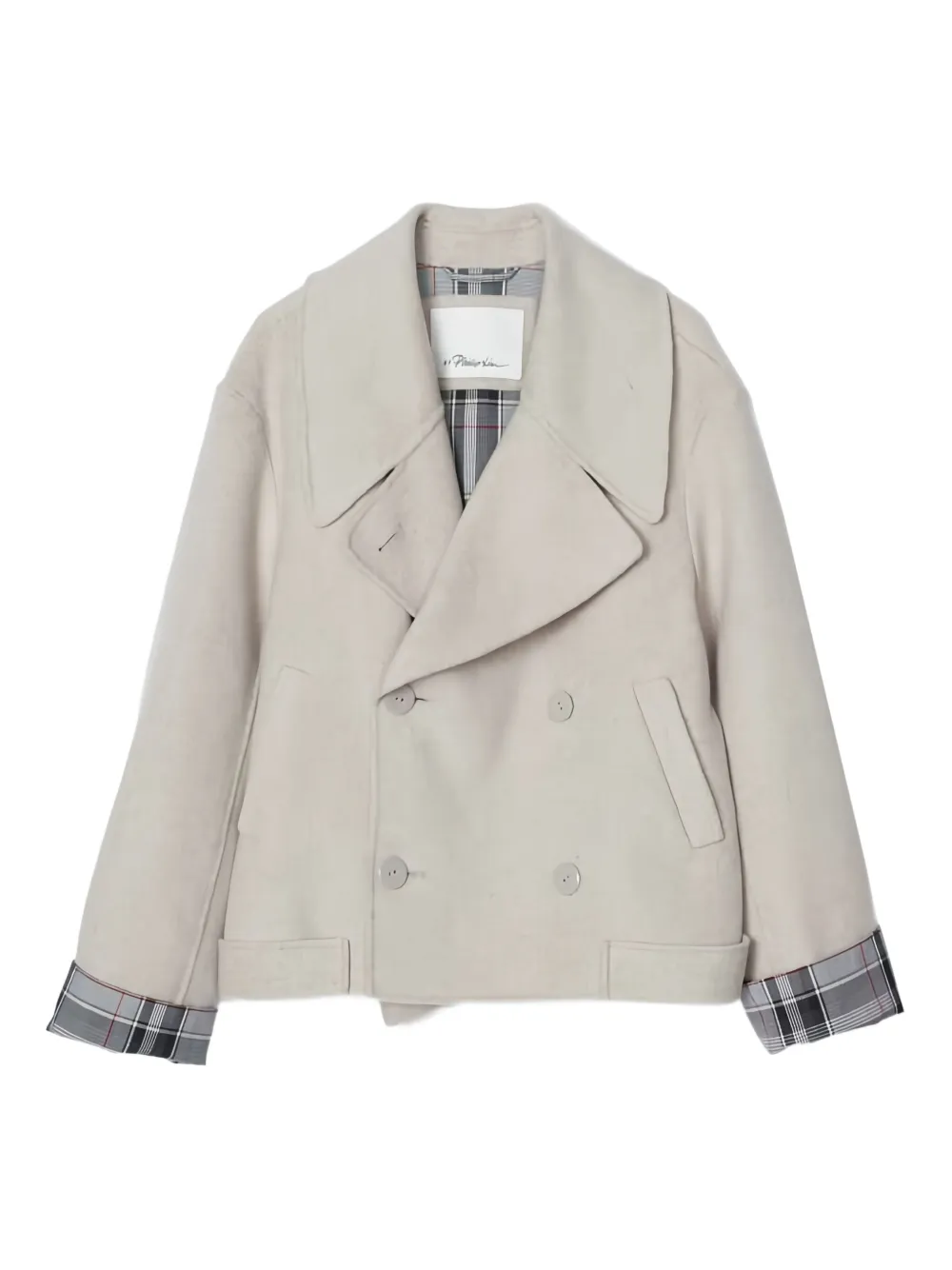 3.1 Phillip Lim double-breasted plaid-cuff jacket | Neutrals | Image 1