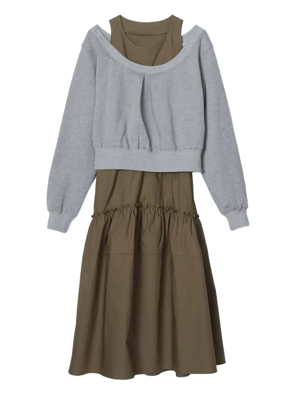 3.1 Phillip Lim Cold-shoulder Tiered Midi Dress In Green