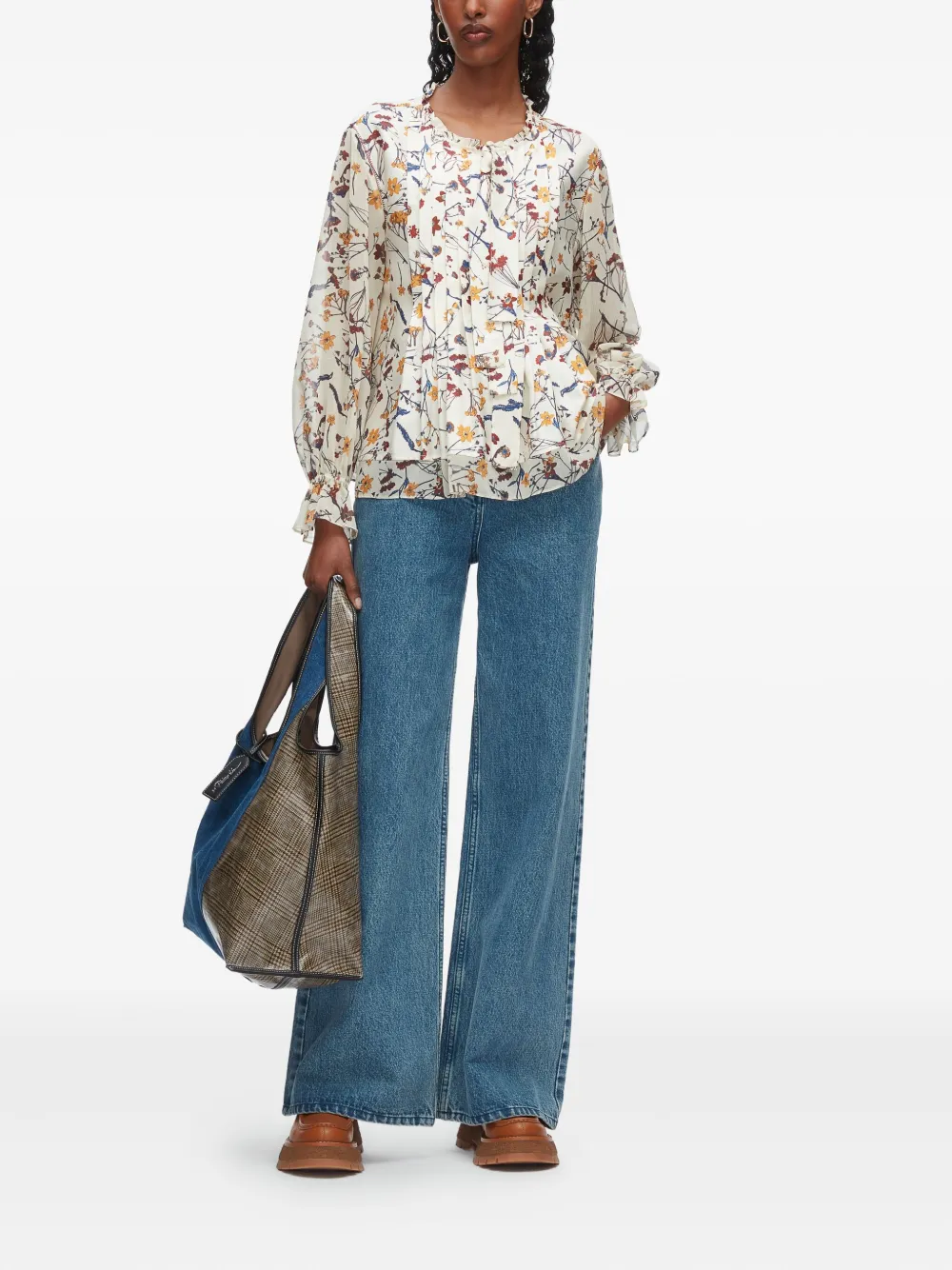 3.1 Phillip Lim ruffled floral-print blouse - Beige