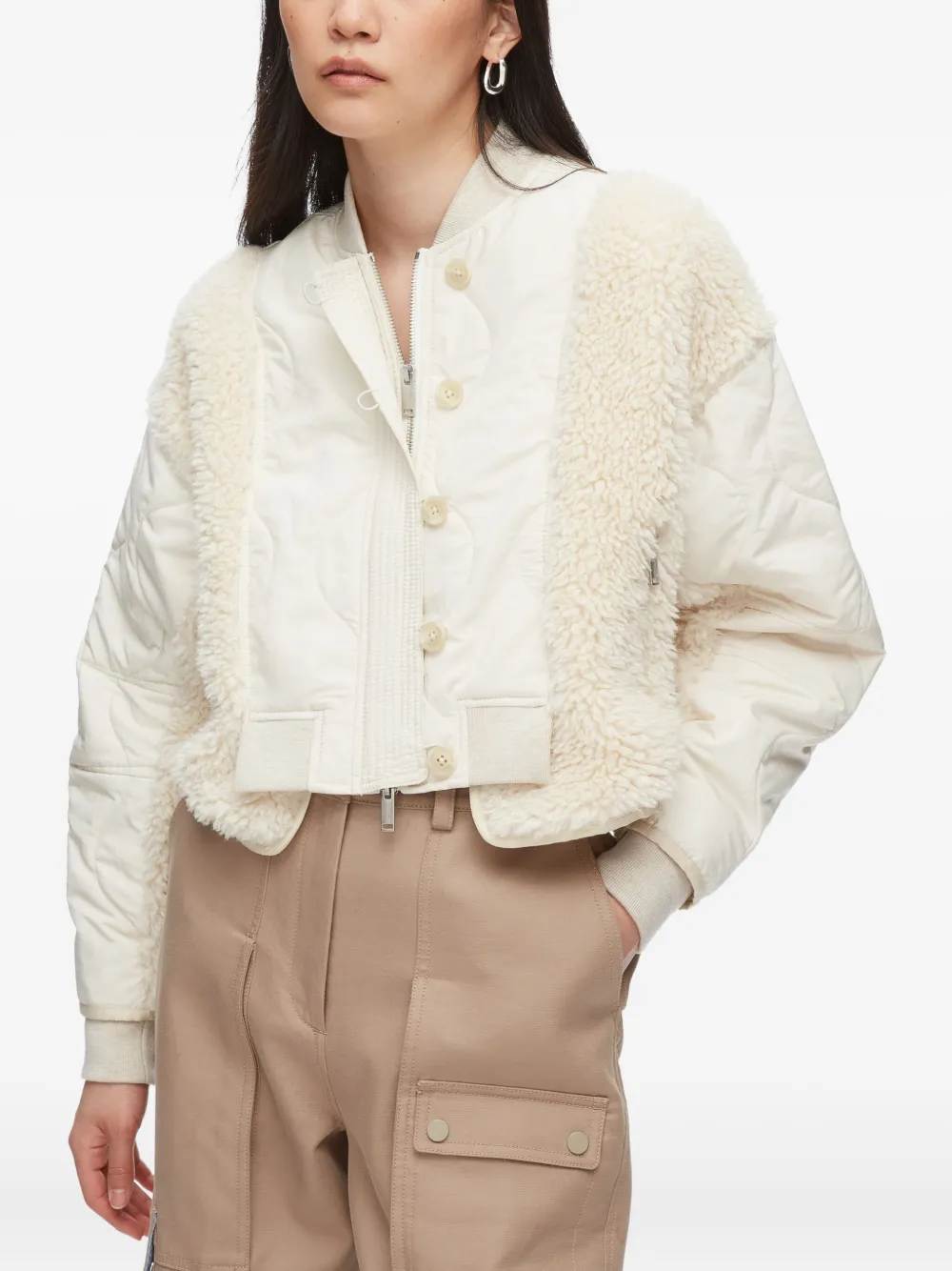 3.1 Phillip Lim Gewatteerd jack met teddy vlakken Beige