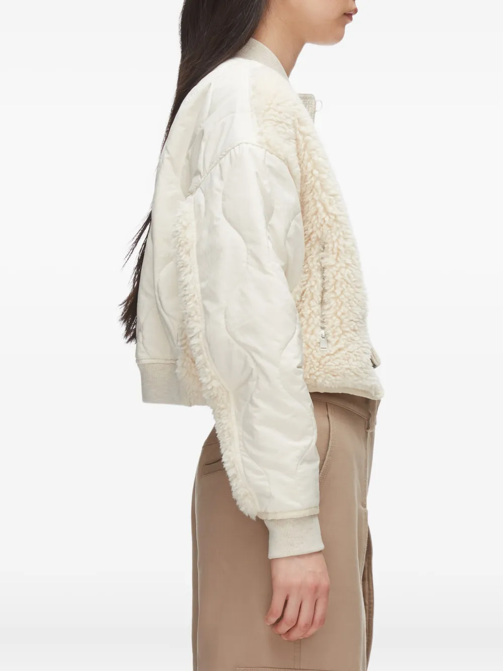 3.1 Phillip Lim Gewatteerd jack met teddy vlakken Beige