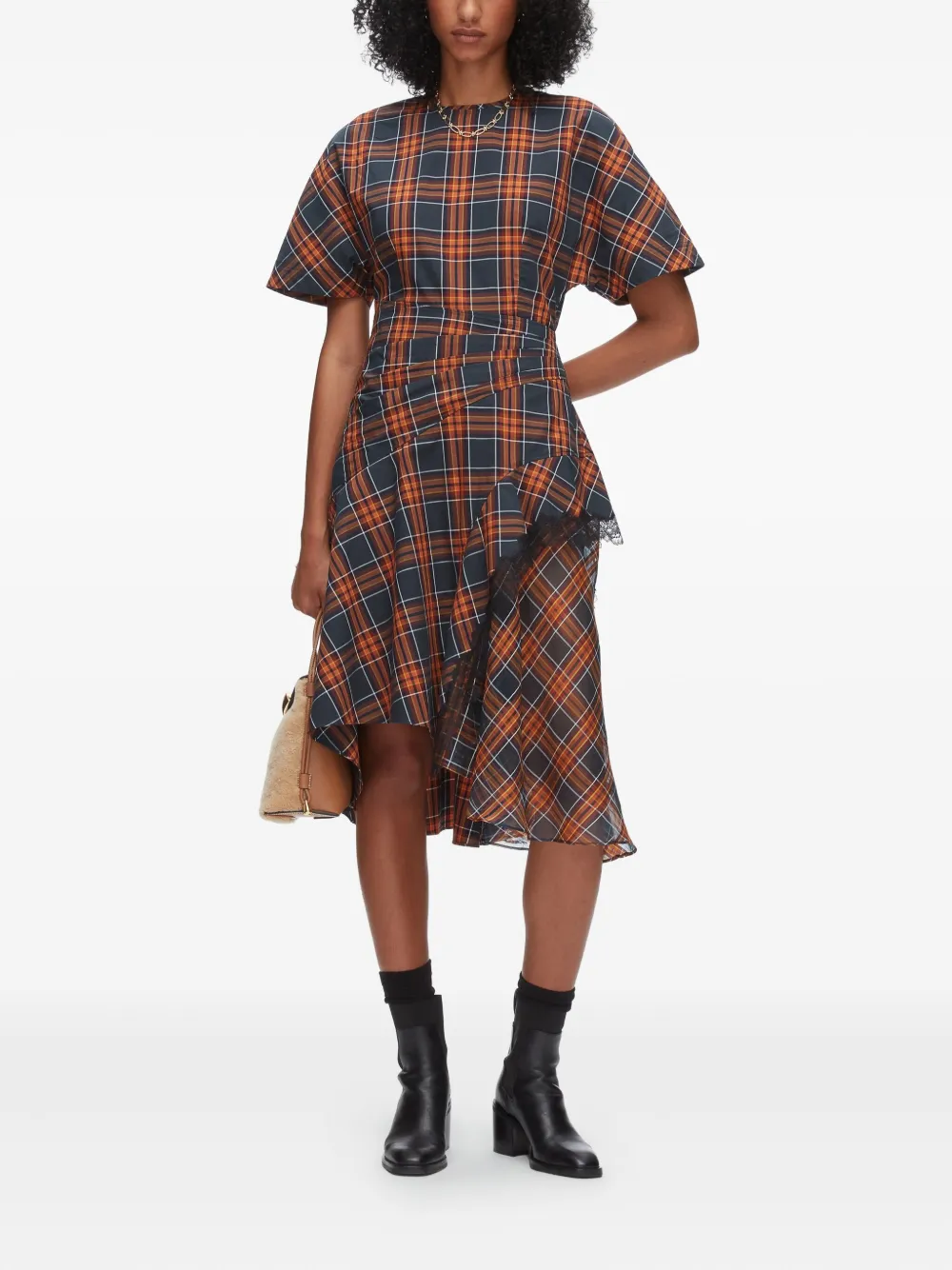3.1 Phillip Lim plaid-pattern asymmetrical dress - Rood
