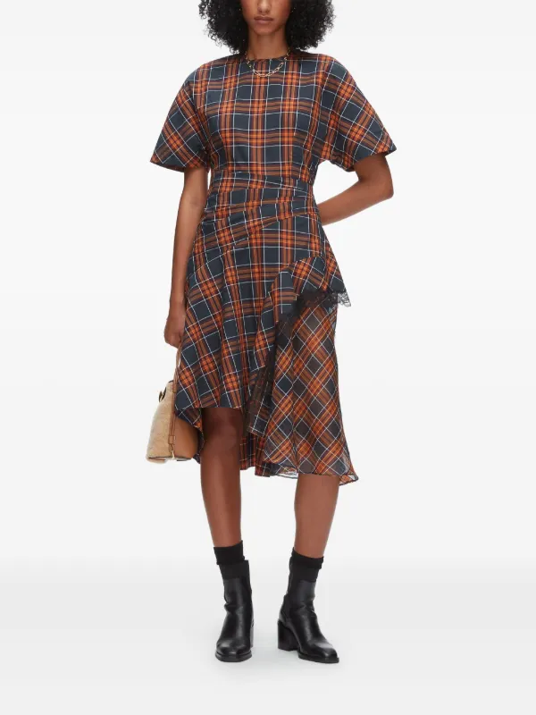 navy blue dress for baby girl Asymmetrical Dress with Plaid Pattern main image 1