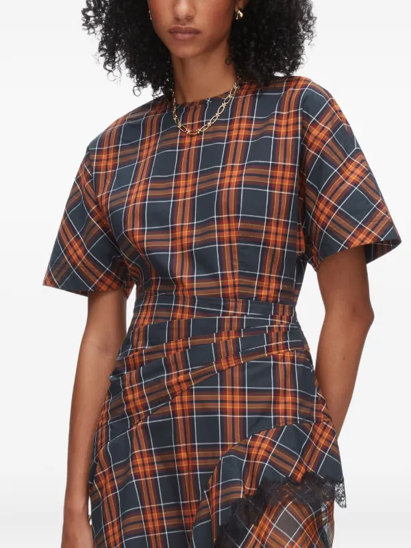 plaid asymmetrical dress Women's Queening Out Plaid Asymmetrical Mini Dress in Taupe/Grey main image 0