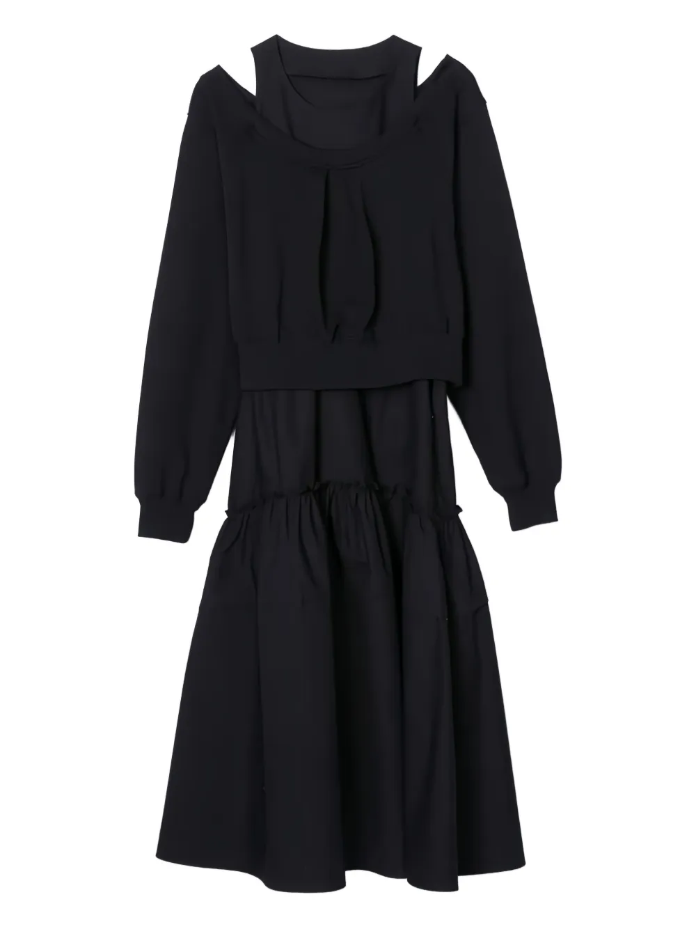 3.1 Phillip Lim Tiered Cold-shoulder Midi Dress In Black