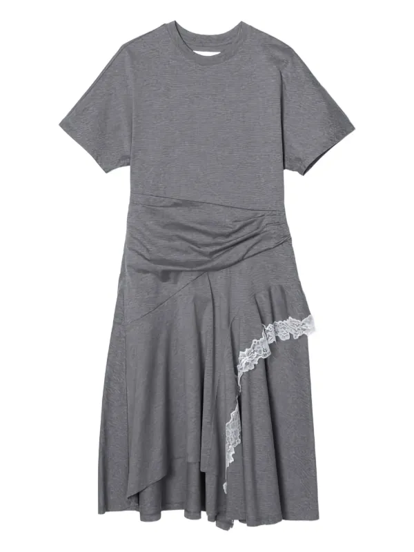 grey dress with black lace trim Refaela lace mini dress main image 0