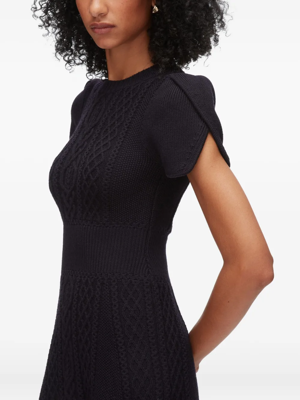 3.1 Phillip Lim Cable-knit Short-sleeve Mini Dress In Animal Print