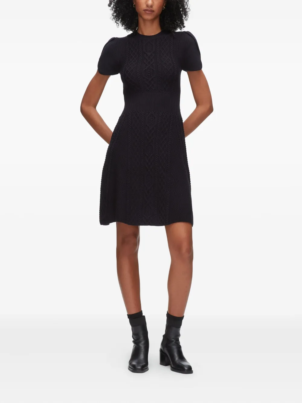 3.1 Phillip Lim Cable-knit Short-sleeve Mini Dress In Animal Print