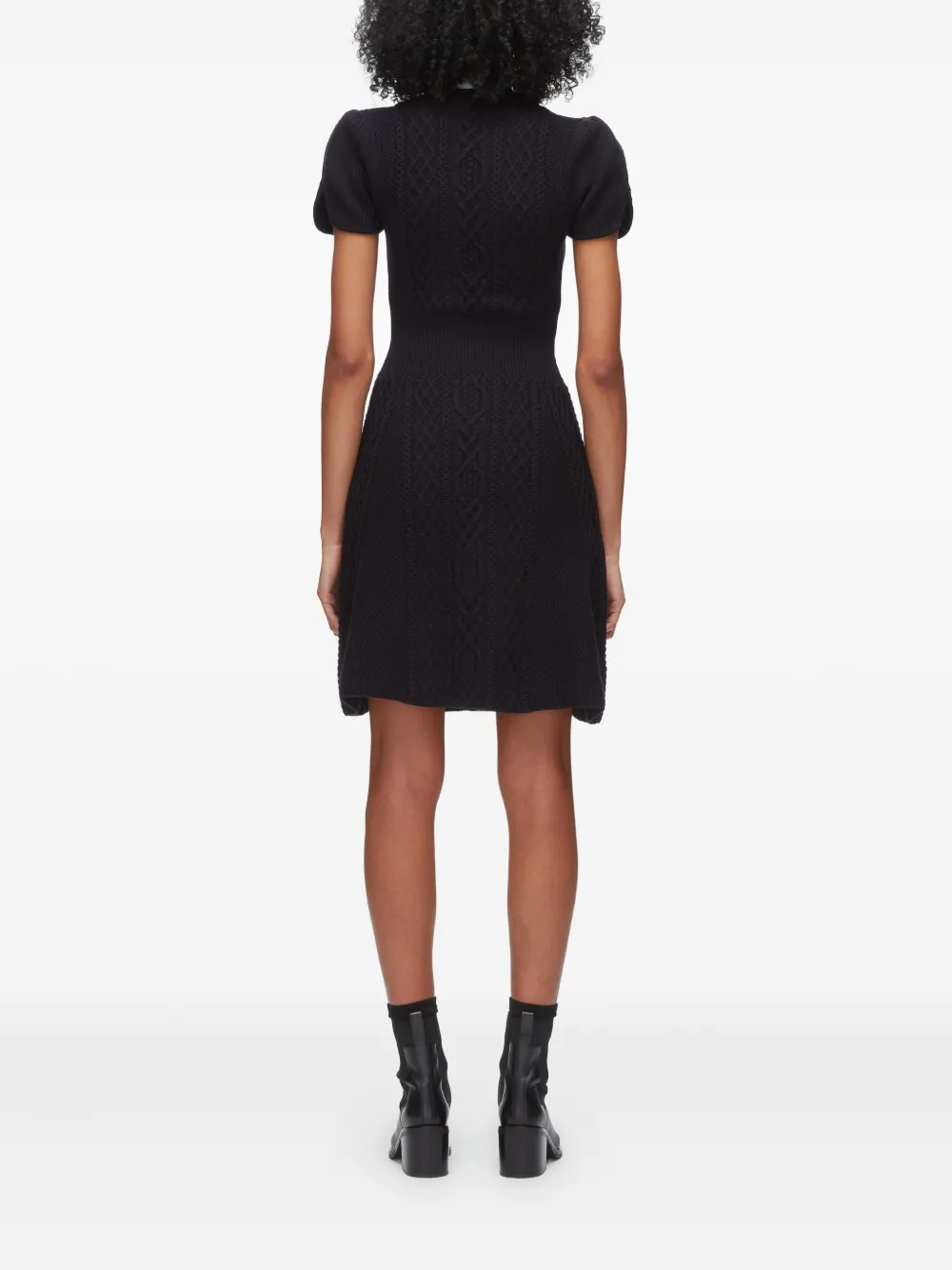 3.1 Phillip Lim Cable-knit Short-sleeve Mini Dress In Animal Print