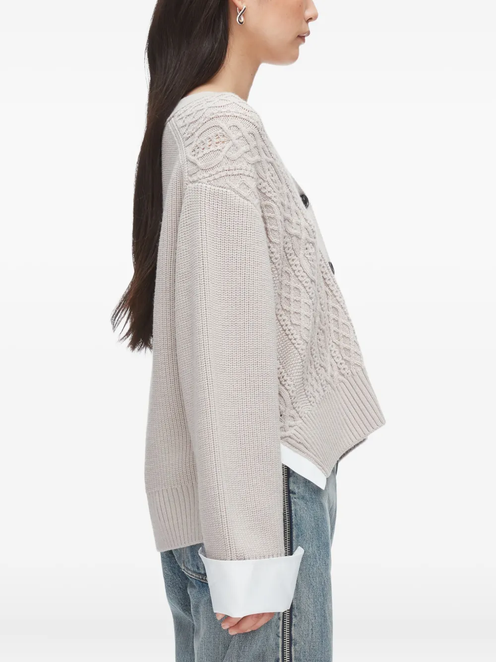 3.1 Phillip Lim Cable-knit Pocket Cardigan In Gray