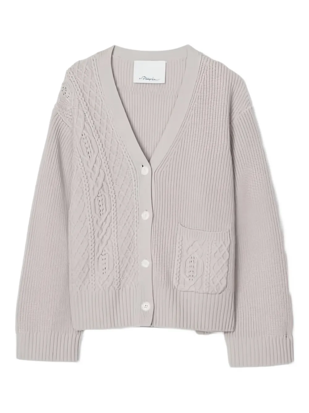 3.1 Phillip Lim Cable-knit Pocket Cardigan In Gray