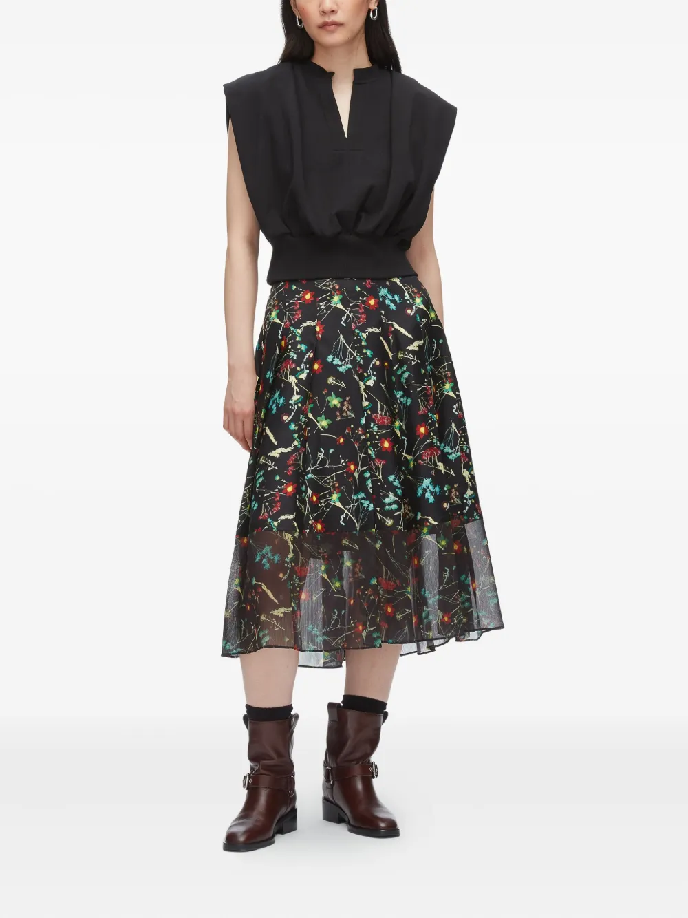 3.1 Phillip Lim Bliss floral-print midi skirt - Zwart