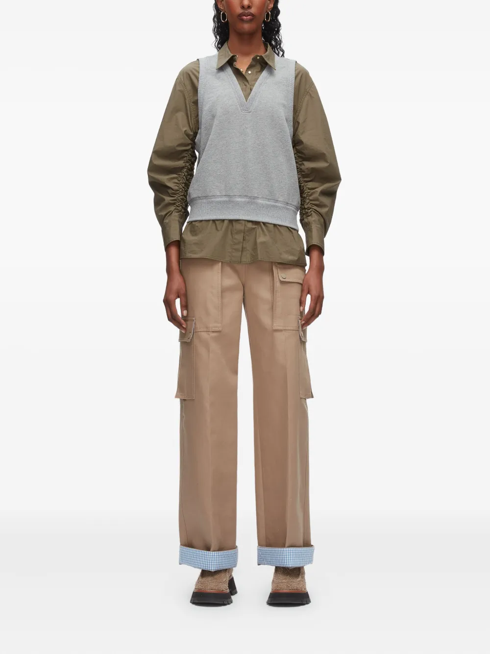 3.1 Phillip Lim V-neck Sleeveless Layered Vest In Gray
