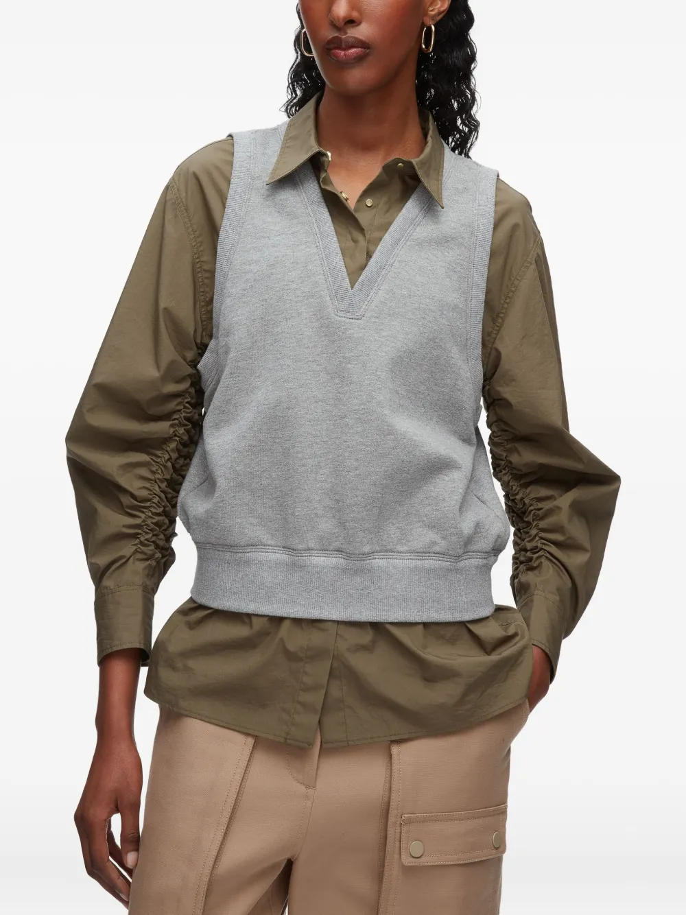 3.1 Phillip Lim V-neck Sleeveless Layered Vest In Gray