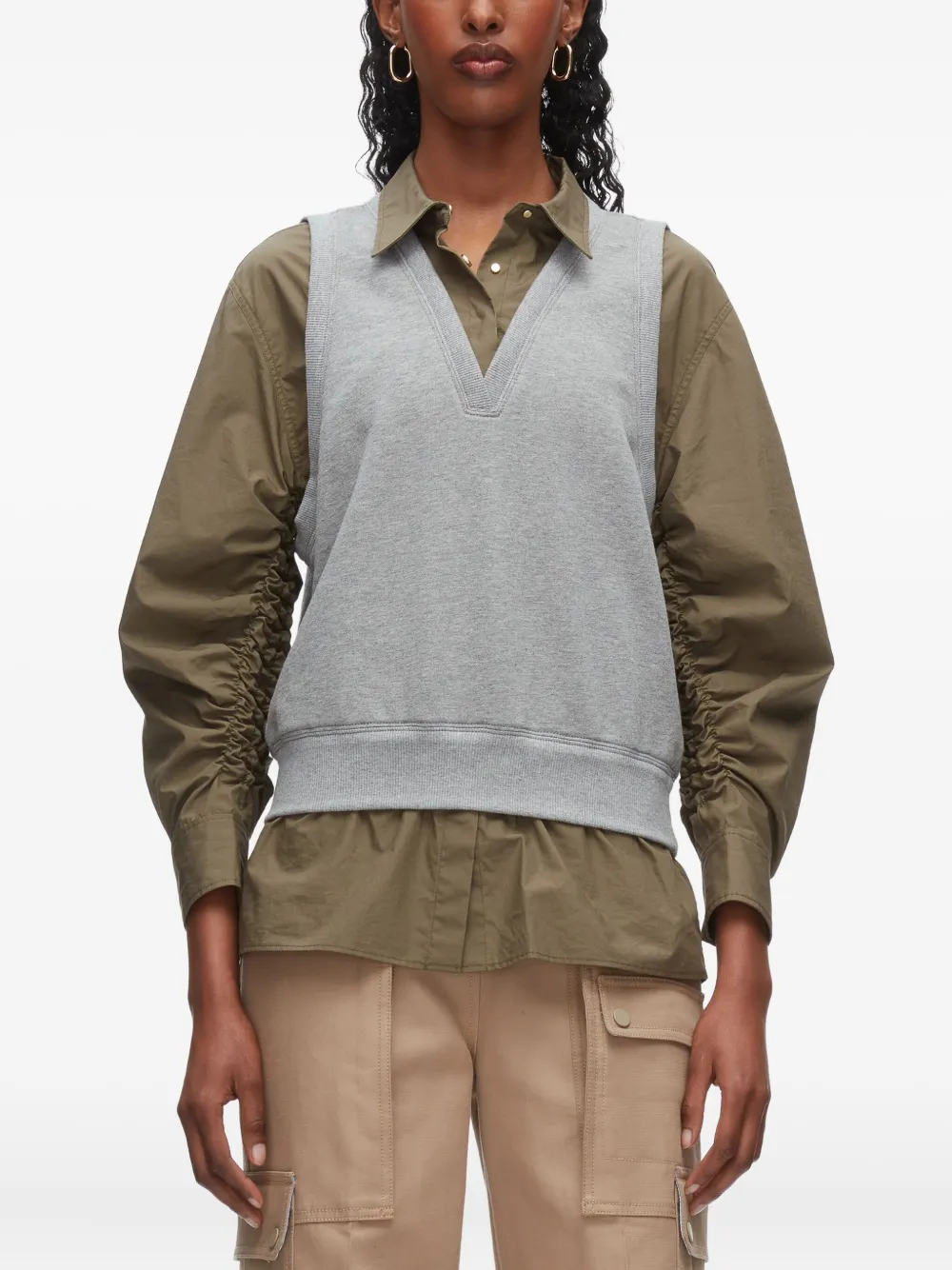 3.1 Phillip Lim V-neck Sleeveless Layered Vest In Gray