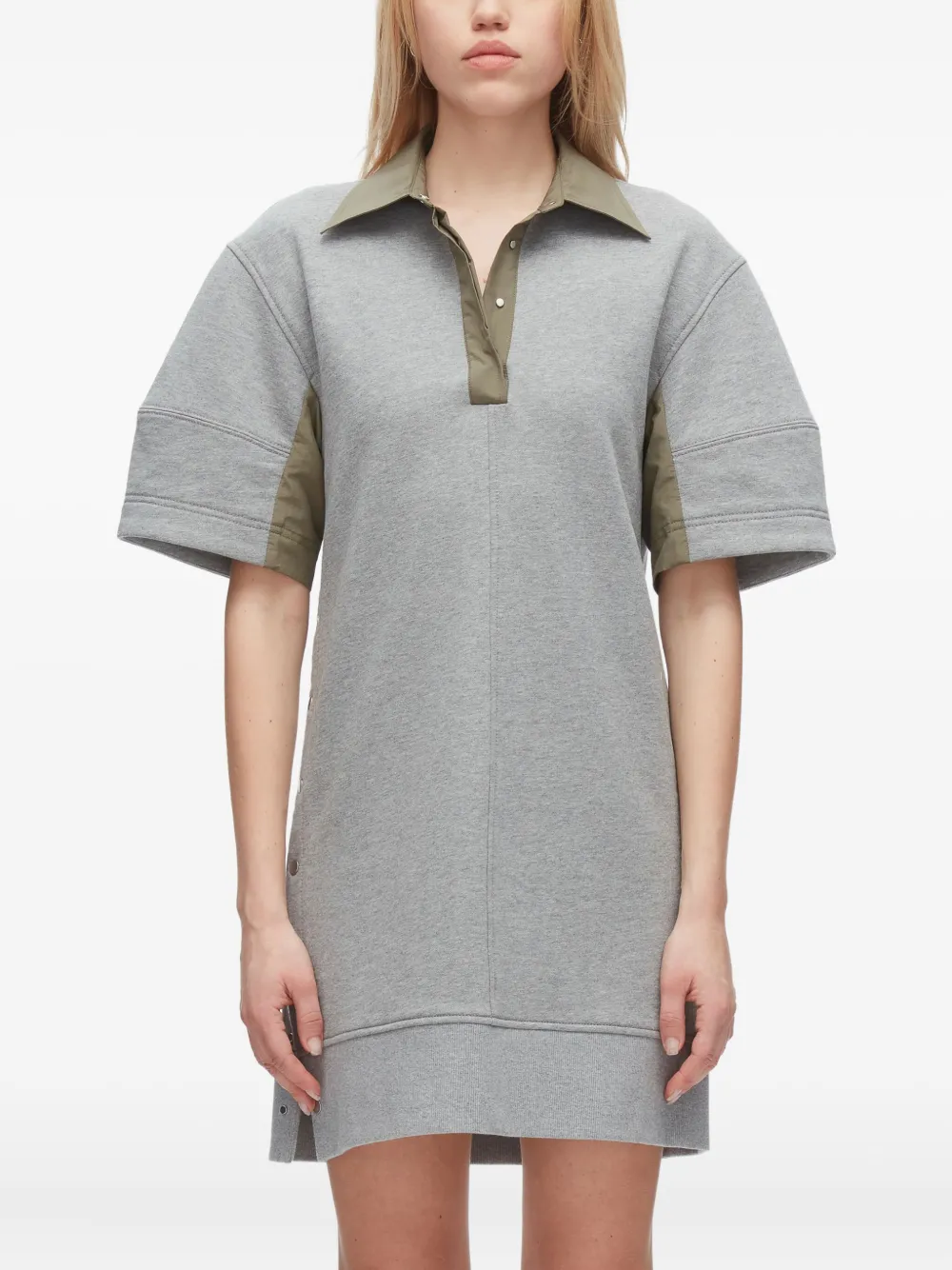 3.1 Phillip Lim Polo-collar Short-sleeve Mini Dress In Gray