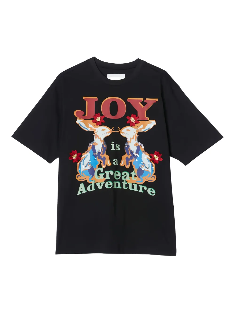 3.1 Phillip Lim graphic-print floral-embroidery T-shirt | Black