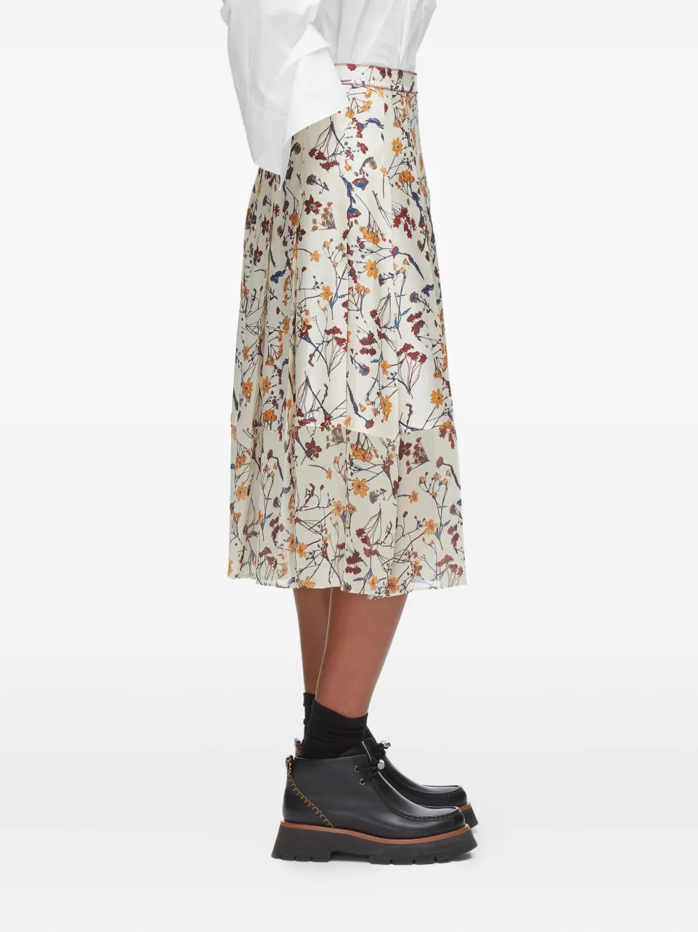 3.1 Phillip Lim Bliss Floral-print Pleated Skirt In Neutral