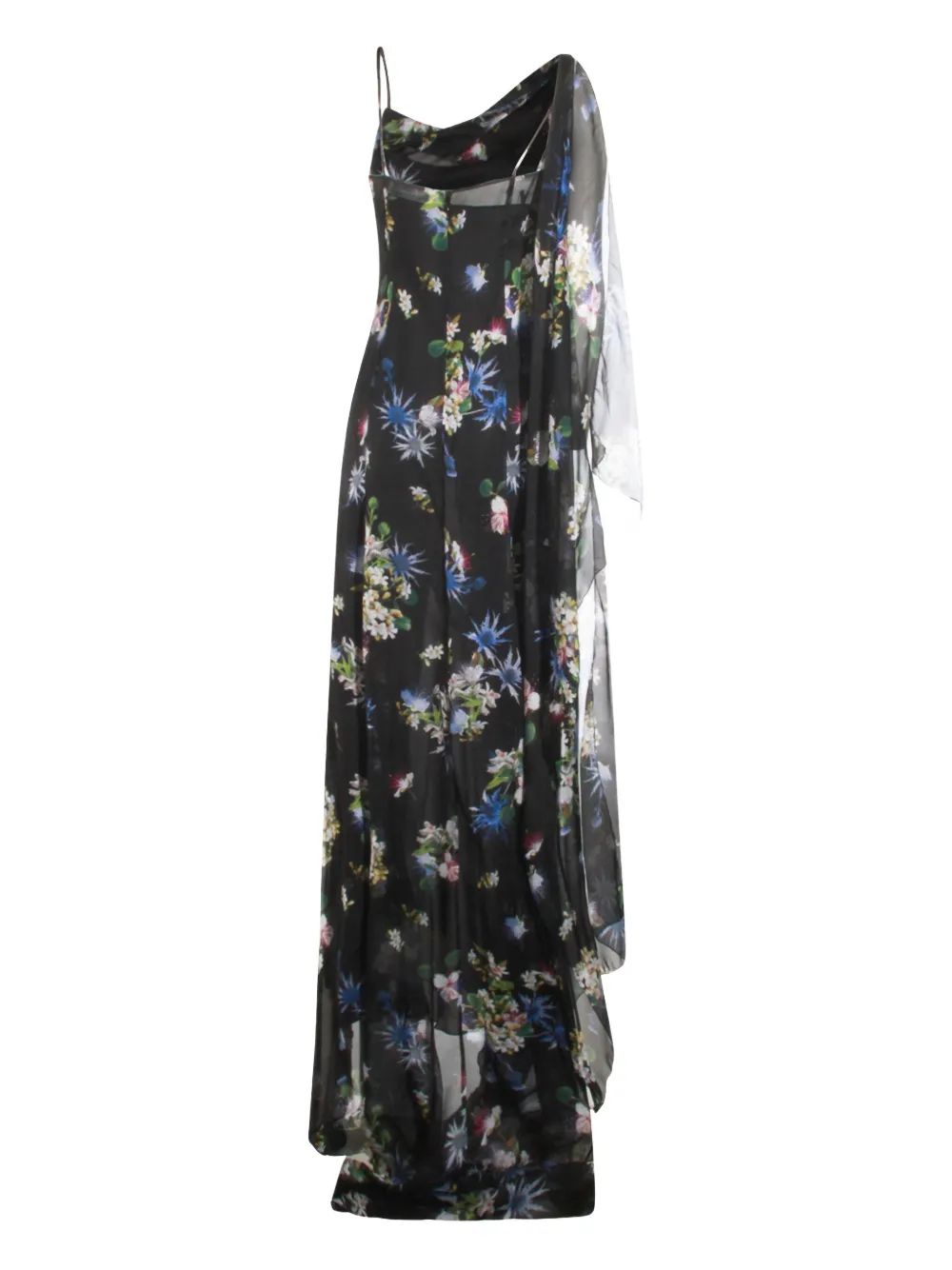 Blumarine floral-print cowl-neck dress Blauw