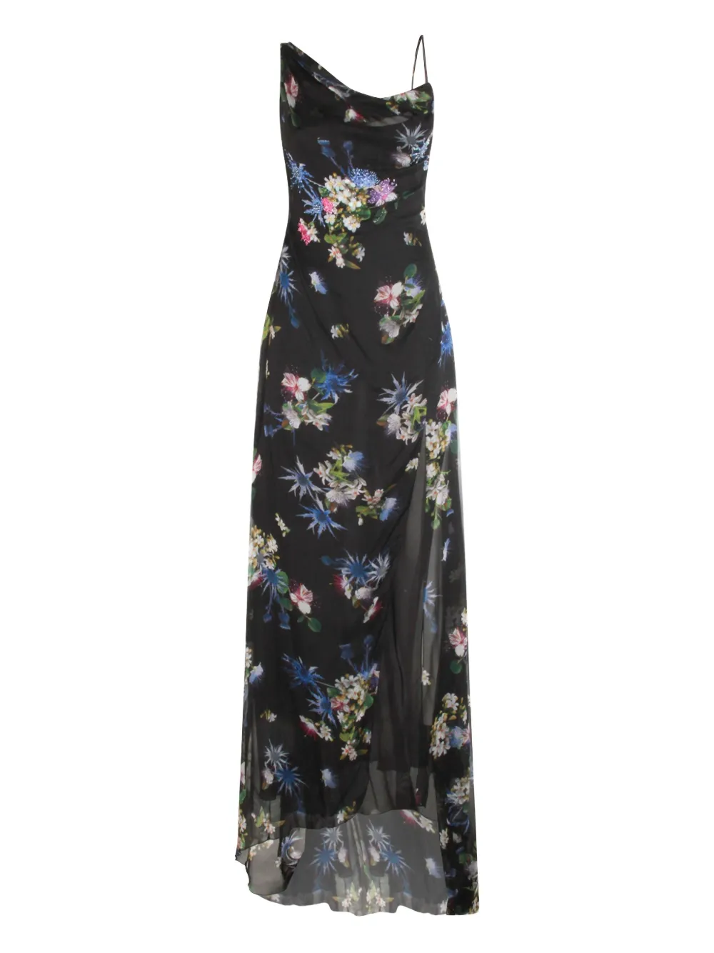 Blumarine floral-print cowl-neck dress Blauw