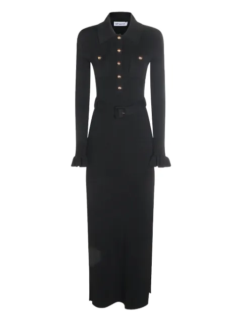 Self-Portrait ribbed-knit belted maxi dress