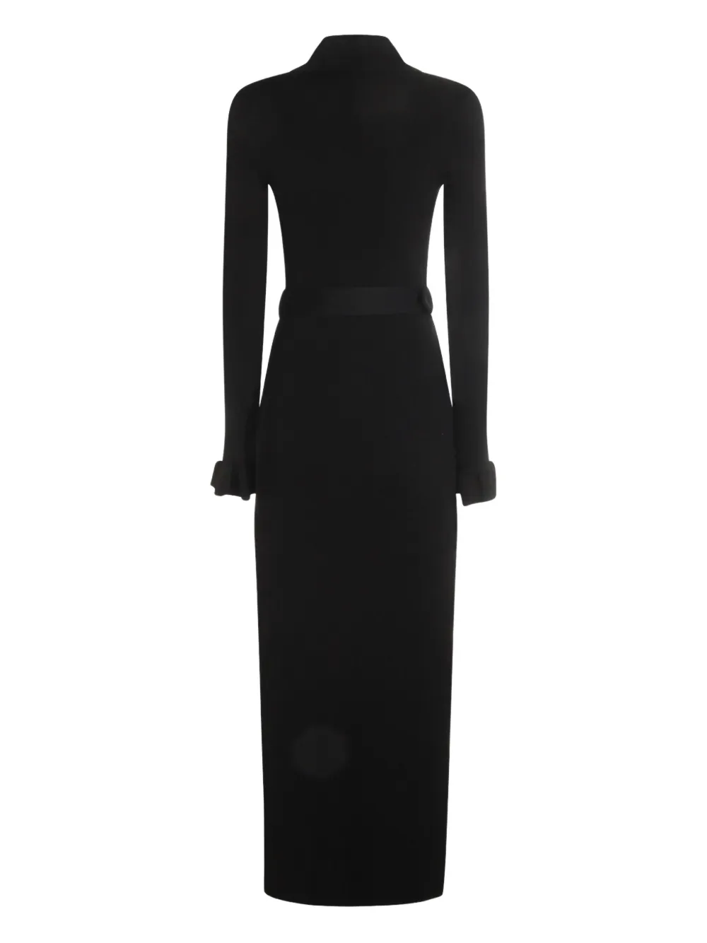 Self-Portrait Ribgebreide maxi-jurk met ceintuur - Zwart