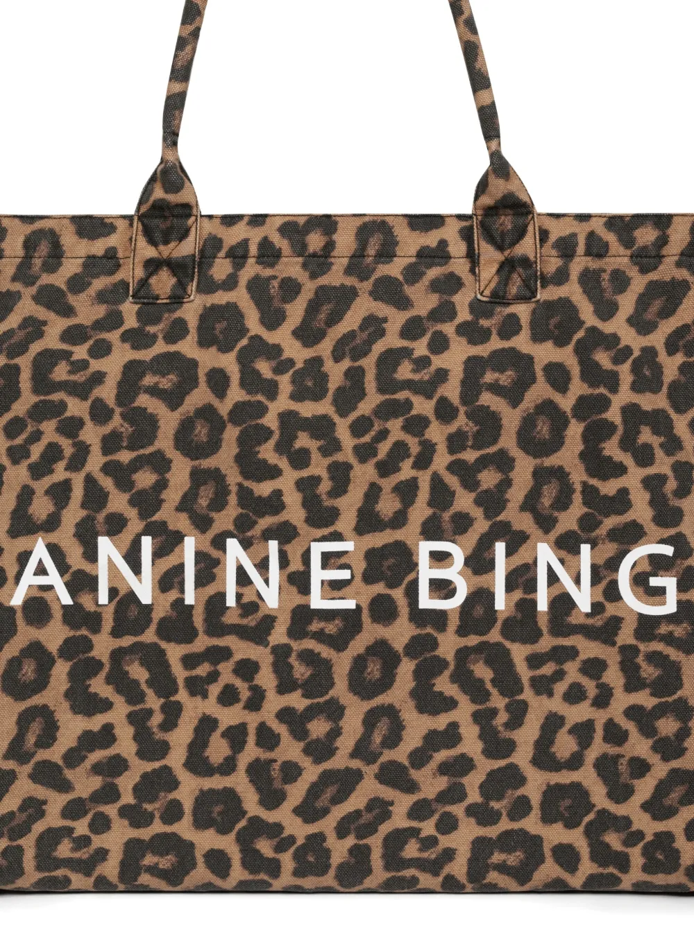 Anine Bing Leo Canvas Tote In Black And Brown Leopard In Brown