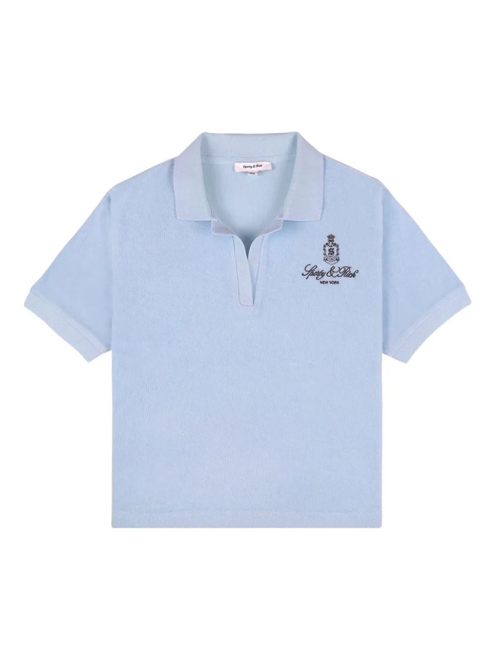 Sporty & Rich Vendôme crest-embroidered terry polo shirt - ブルー Sporty & Rich Vendôme crest-embroidered terry polo shirt - ブルー