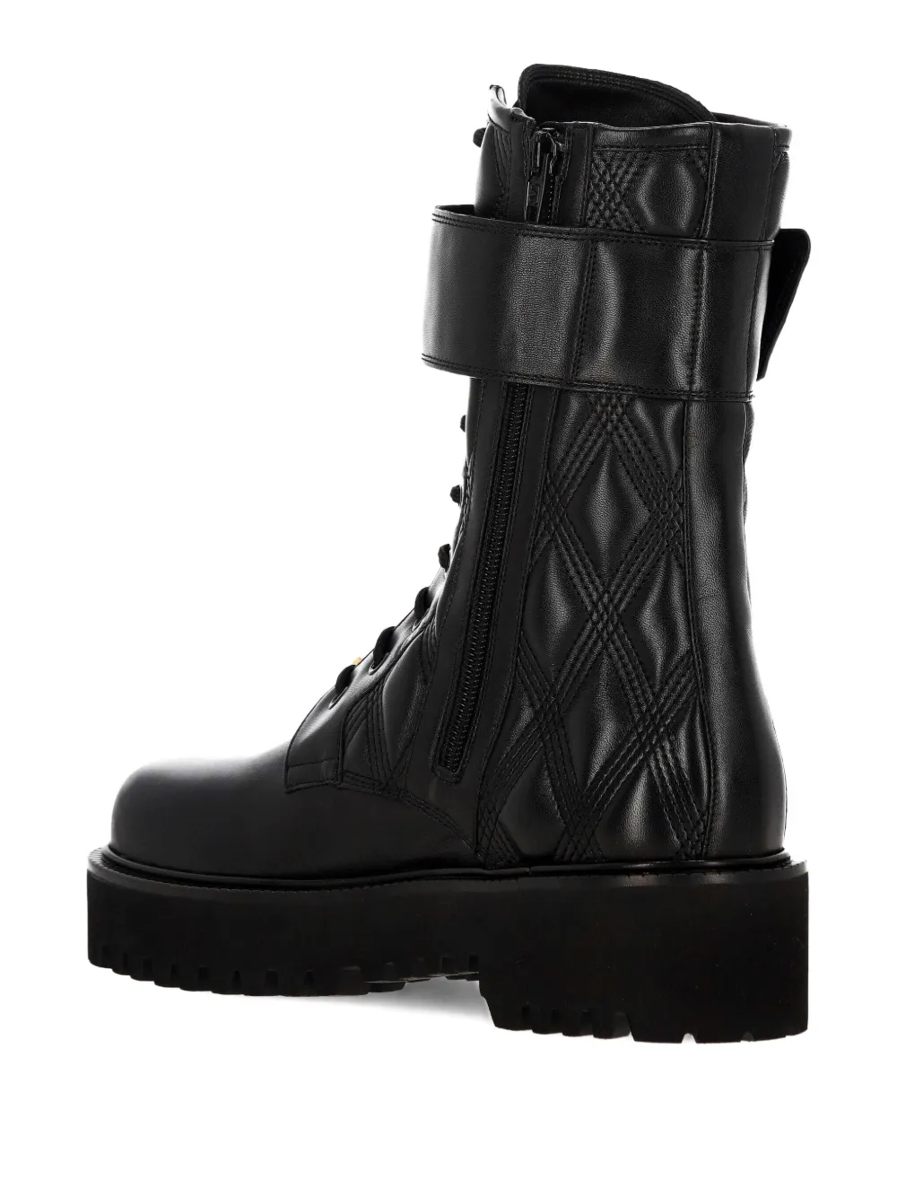 Valentino Garavani VLogo leather combat boots Black