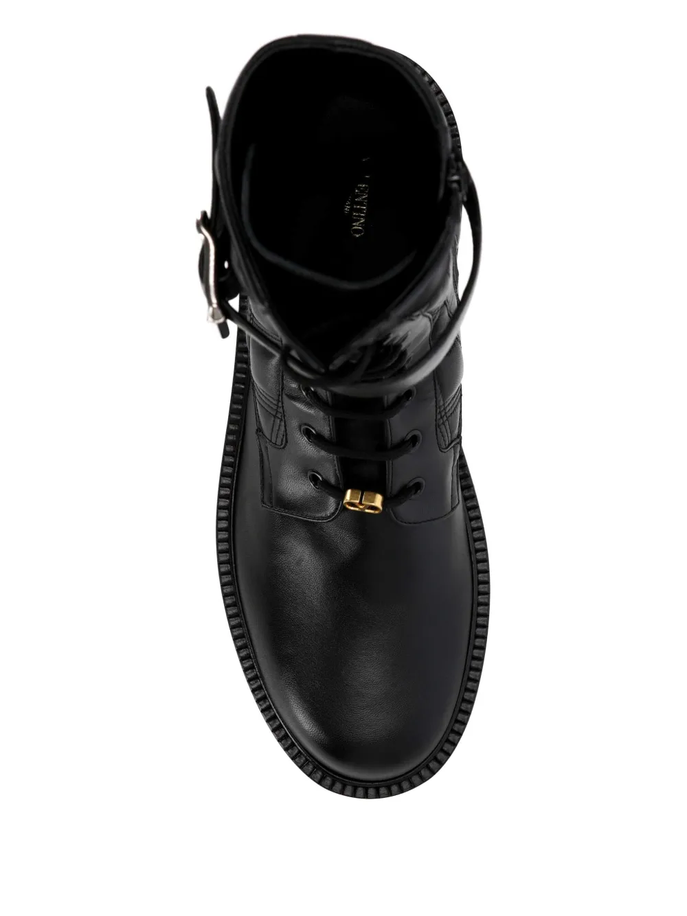 Valentino Garavani VLogo leather combat boots Black