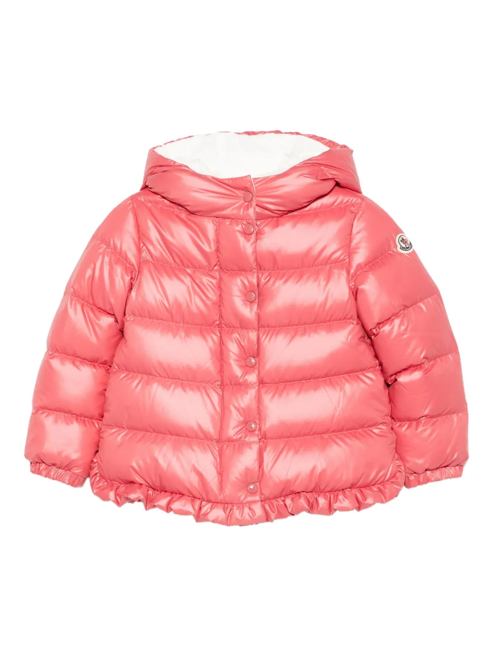 Moncler Enfant Maire ラッフル パデッドジャケット - ピンク Moncler Enfant Maire ラッフル パデッドジャケット - ピンク