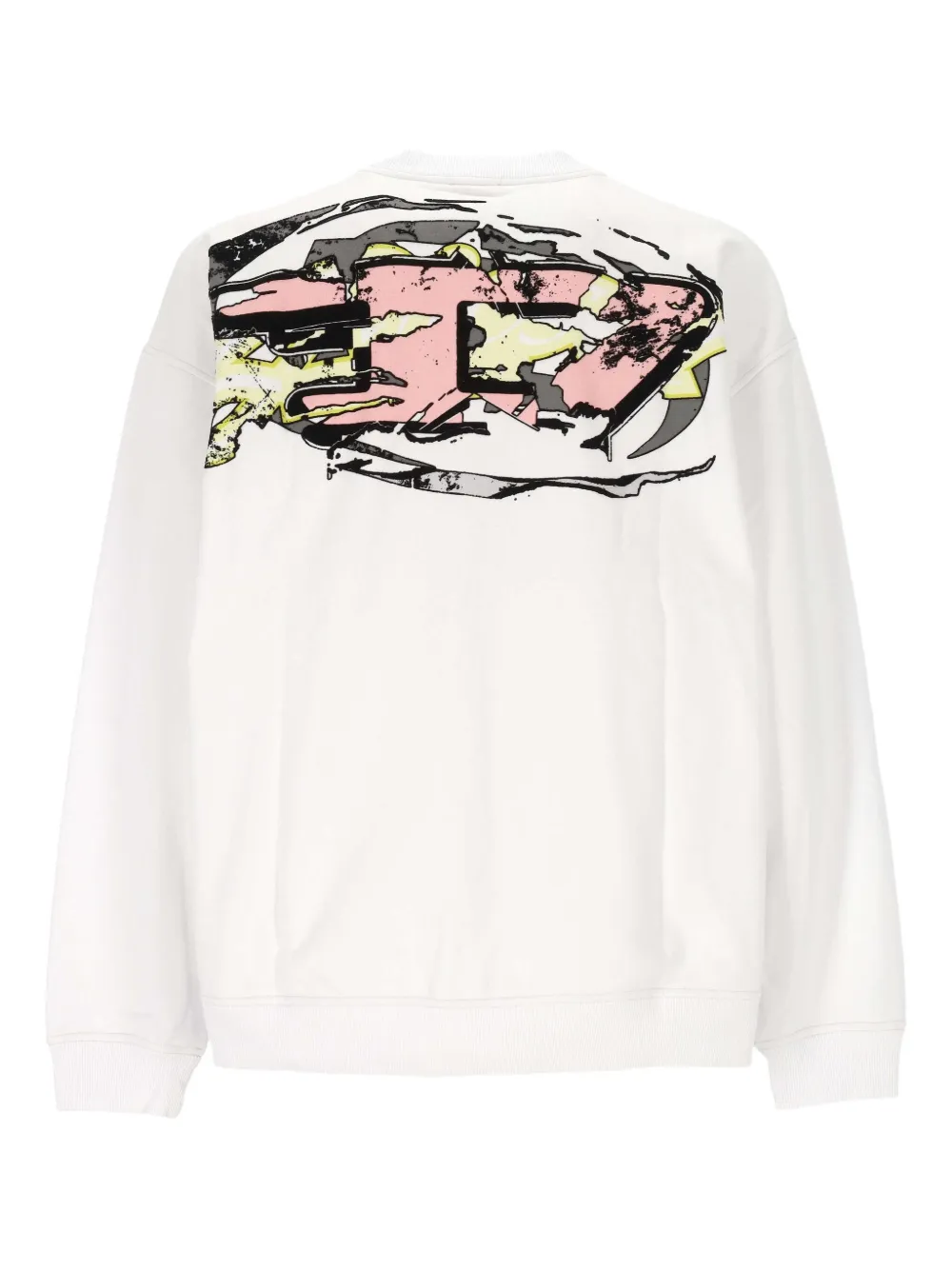 Diesel Sweater met ronde hals en print op de rug Wit